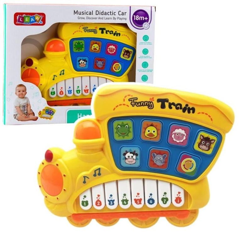 Lean Toys, pianinko edukacyjne, lokomotywa, żółte