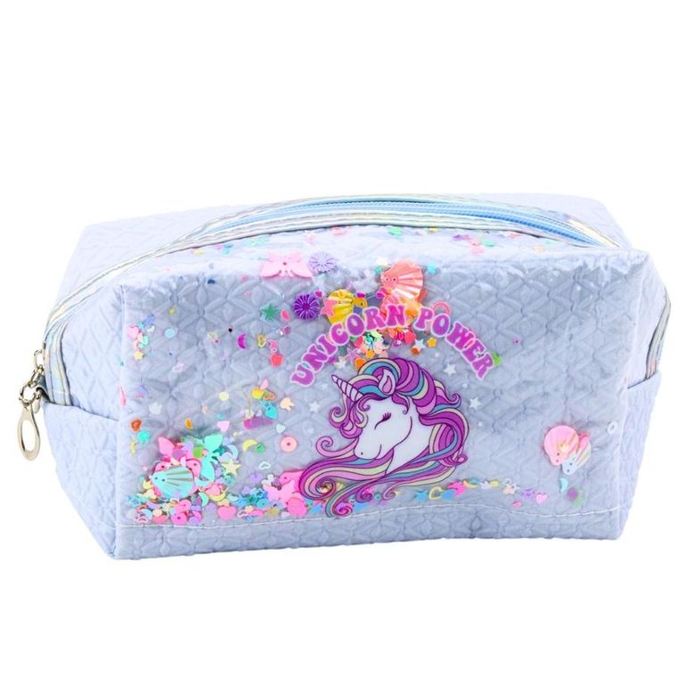 Lean Toys, piórnik saszetka z opaską, jednorożec, niebieski, 20 cm