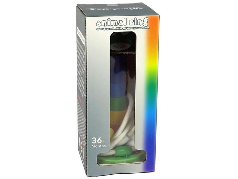 Lean Toys, piramidka drewniana z obręczami, zabwka edukacyjna