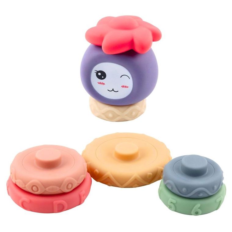 Lean Toys, piramidka, wieża sensoryczna, kolorowa, 8 elementów