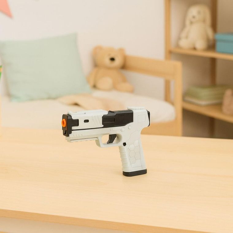 Lean Toys, pistolet na piankowe naboje, łuski, biały