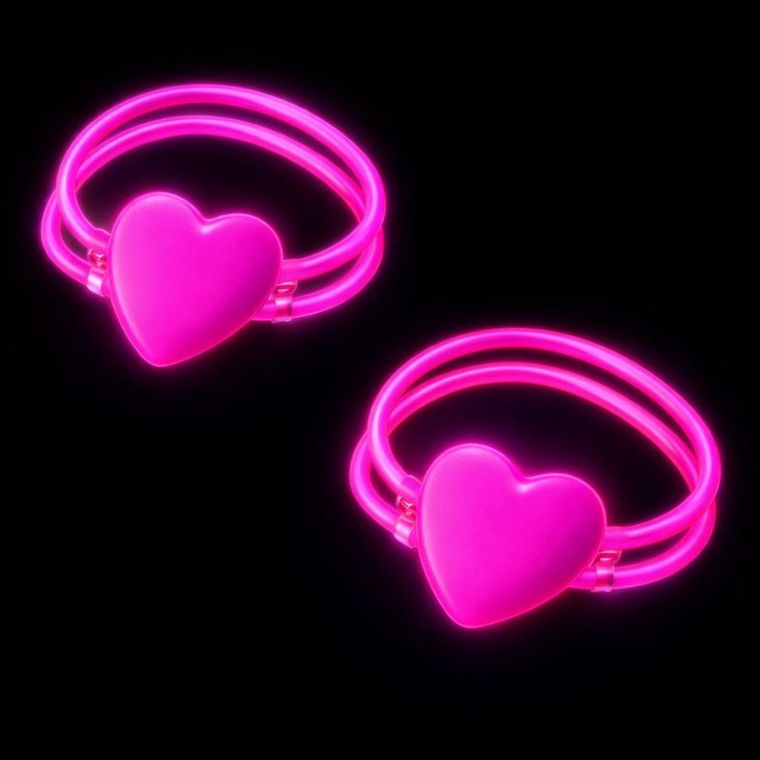 Lean Toys, podwójna bransoletka fluorescencyjna z serduszkiem, świecąca w ciemności