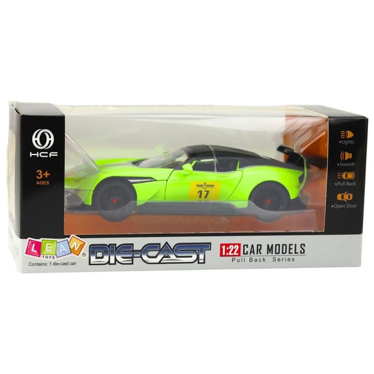 Lean Toys, pojazd sportowy z napędem pull-back, 1:22, zielony