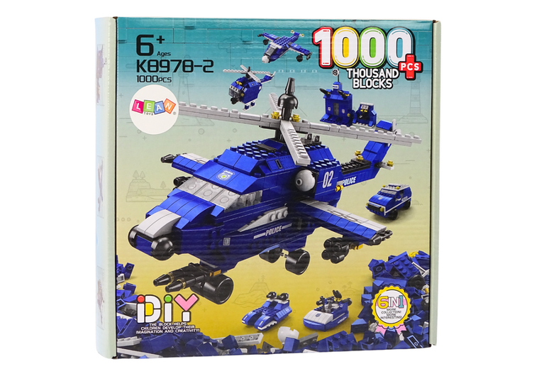 Lean Toys, Policja, klocki 6w1, 1000 elementów