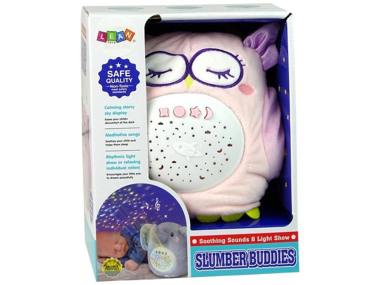 Lean Toys, projektor z dźwiękiem, słodka pluszowa sówka
