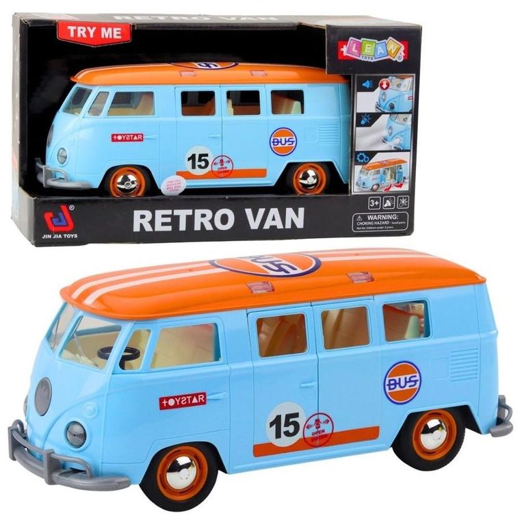 Lean Toys, Retro Van, pojazd interaktywny, niebieski