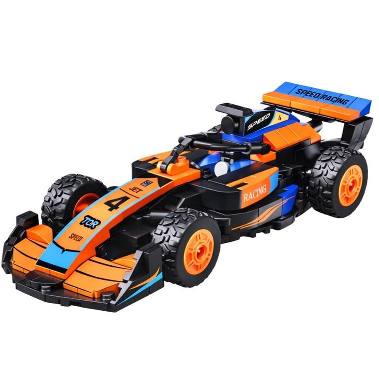 Lean Toys, Robot Wyścigówka, klocki konstrukcyjne 2w1, pomarańczowy, 322 elementy