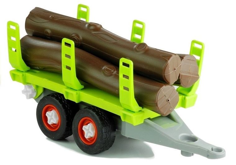 Lean Toys, rozkręcany traktor z przyczepą z drewnem, 43 cm
