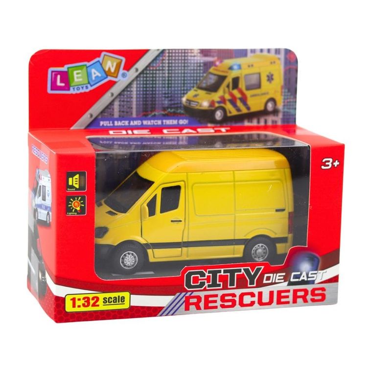 Lean Toys, samochód dostawczy, metalowy pojazd z napędem pull back, 1:32