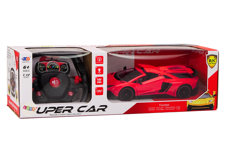 Lean Toys, samochód sportowy, pojazd zdalnie sterowany, czerwony, 1:12
