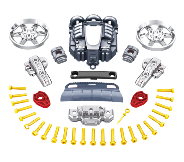 Lean Toys, silnik ciężarówki, zestaw majsterkowicza, czerwony