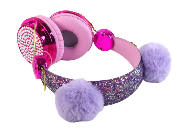 Lean Toys, słuchawki przewodowe z mikrofonem, uszka, różowe