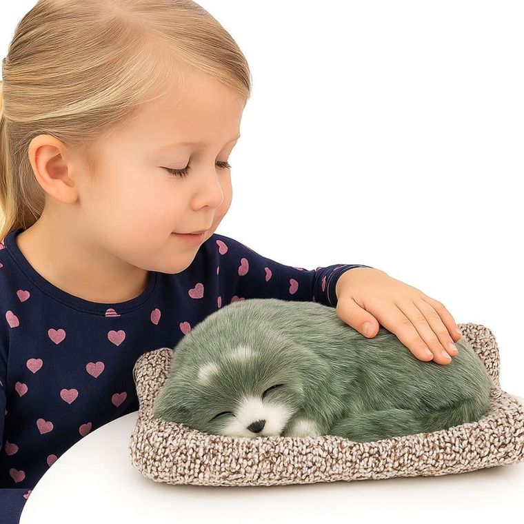 Lean Toys, śpiący husky na poduszce, maskotka