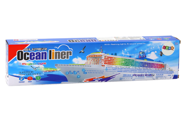 Lean Toys, statek pasażerski wycieczkowy, jeżdżący, światła dźwięki