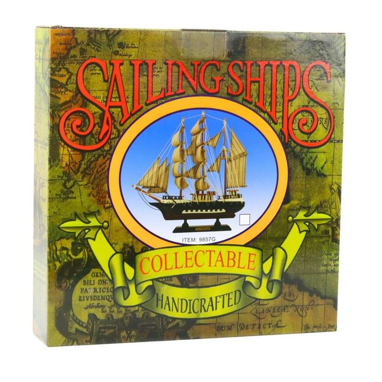 Lean Toys, Statek Żaglowiec, model do sklejania, biało-niebieski, 33-31 cm