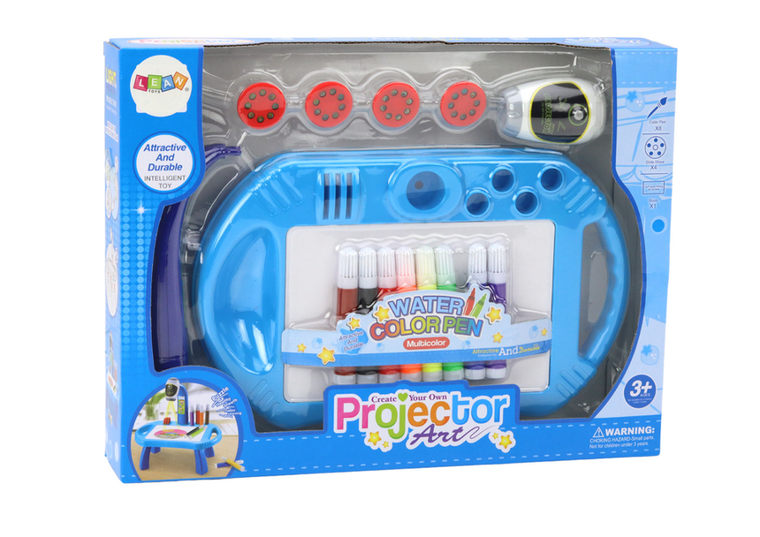 Lean Toys, stolik do rysowania z rzutnikiem, niebieski