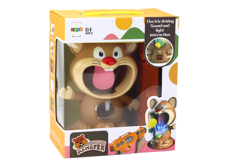 Lean Toys, strzelanie do chomika, pistolet z wyrzutnią kulek i figurką