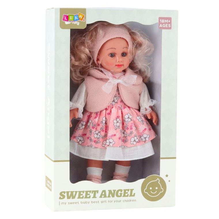Lean Toys, Sweet Angel, lalka bobas w różowej sukience, 36 cm