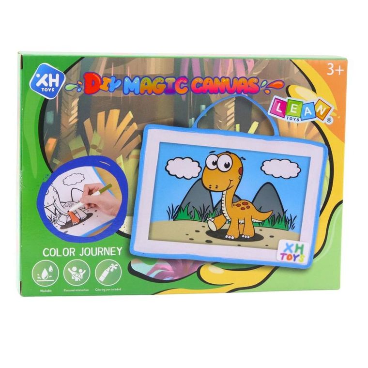 Lean Toys, tablica do malowania DIY z pisakami, płótno, dinozaury