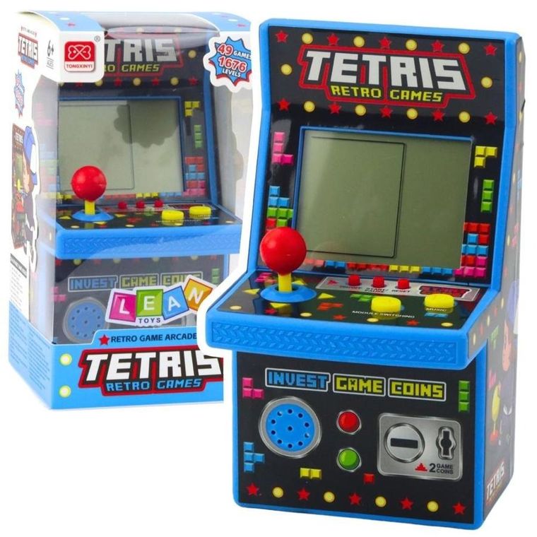 Lean Toys, tetris, automat do gry, gra elektroniczna, niebieski