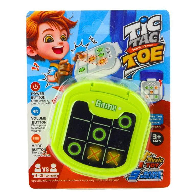 Lean Toys, Tic Tac Toe, kółko i krzyżyk, gra elektroniczna, zielona