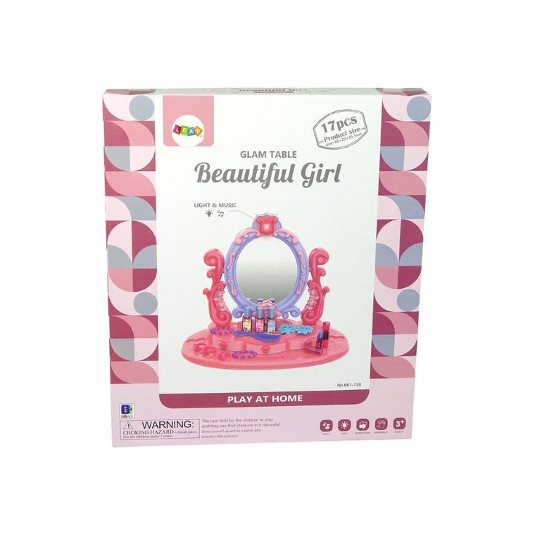 Lean Toys, toaletka do makijażu, światło i dźwięk, zestaw z akcesoriami