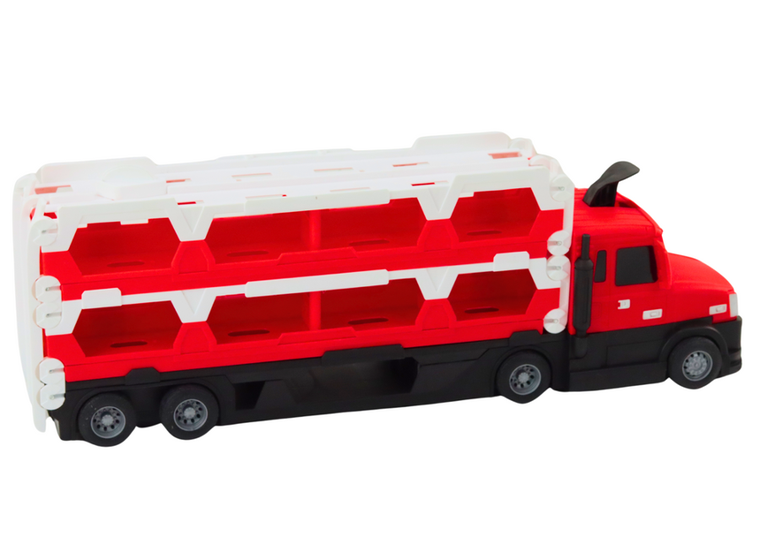 Lean Toys, Tor laweta rozkładana, interaktywny transporter z pojazdami, czerwony
