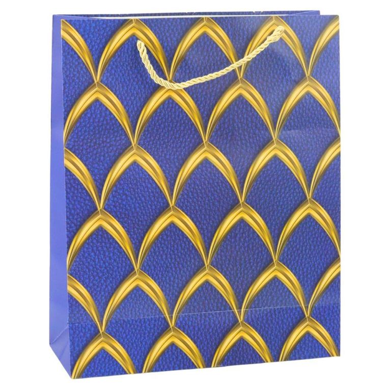 Lean Toys, torba prezentowa elegancka złote zdobienia, 32-26-12 cm, 1 szt.
