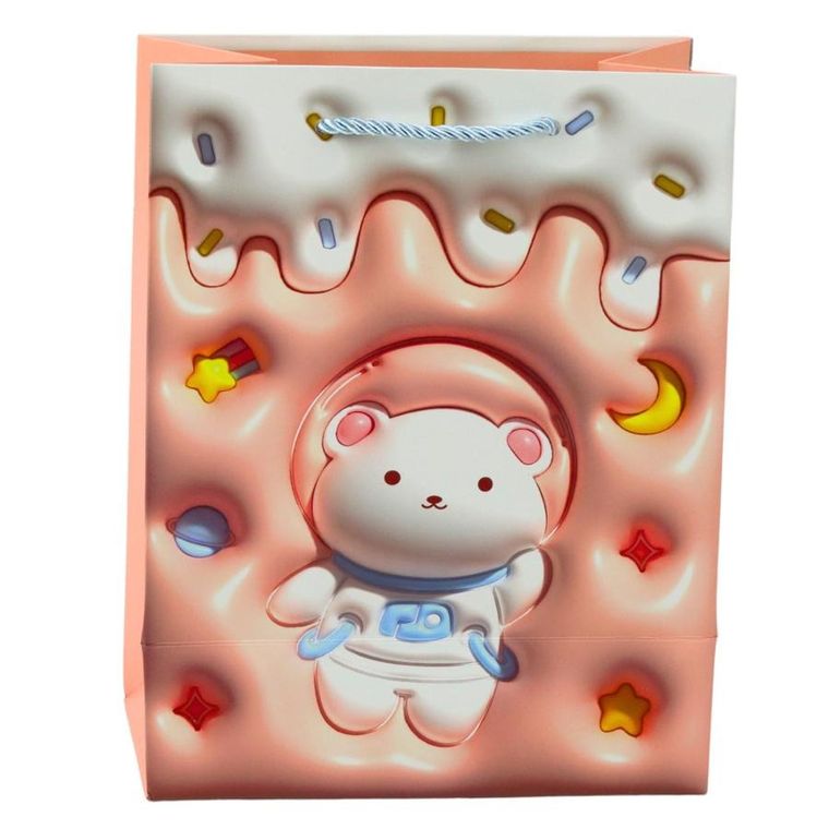 Lean Toys, torba prezentowa papierowa miś pastelowe kolory, 23-18-10,5 cm, 1 szt.