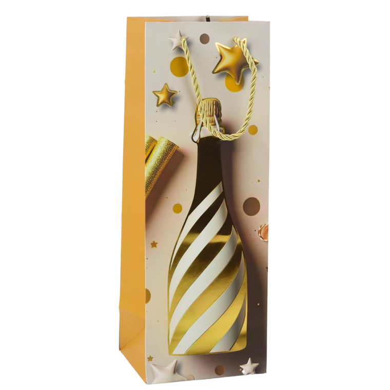 Lean Toys, torba prezentowa papierowa na butelkę szampan pastelowa, 35-12-9 cm, 1 szt.