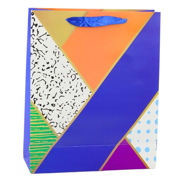Lean Toys, torba prezentowa papierowa wzory geometryczne, 32-26-12 cm, 1 szt.