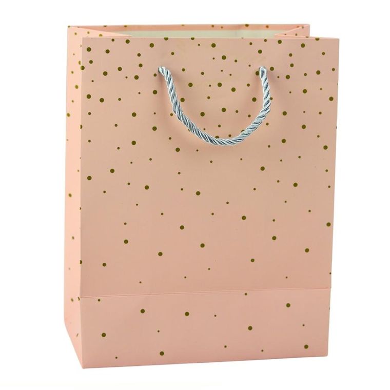 Lean Toys, torba prezentowa ze złotymi kropkami, 23-18-10,5 cm, 1 szt.