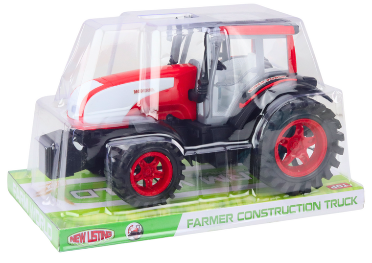 Lean Toys, traktor farmerski, pojazd rolniczy z napędem, czerwony