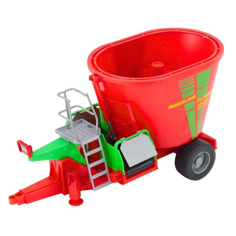 Lean Toys, traktor z przyczepą i mieszalnikiem paszy, czerwony, 60 cm