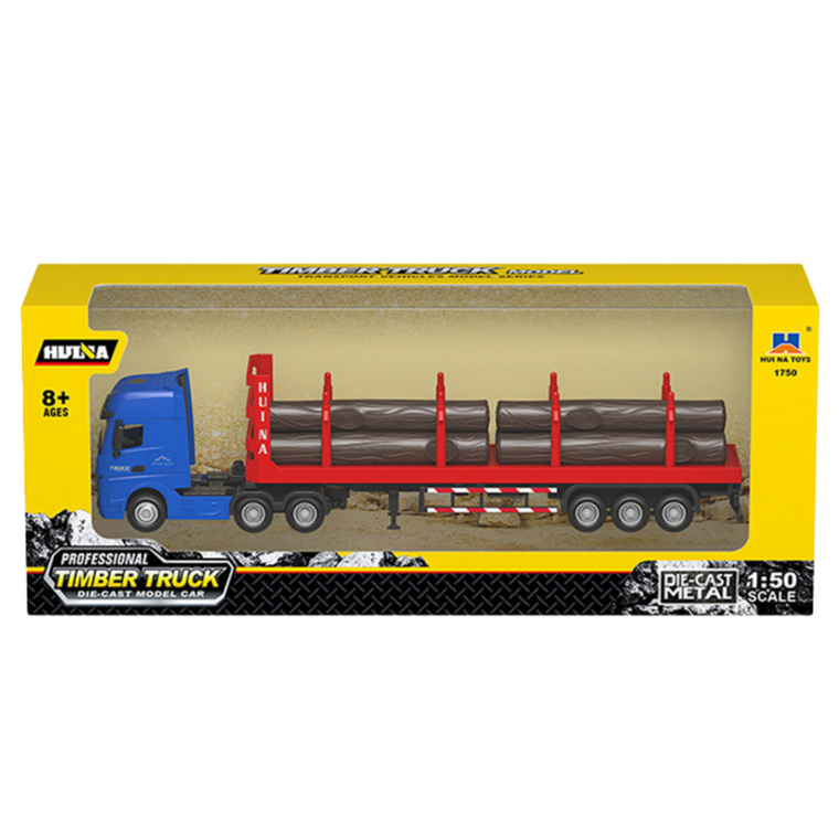 Lean Toys, transport drewna, pojazd metalowy, czerwony, 1:50