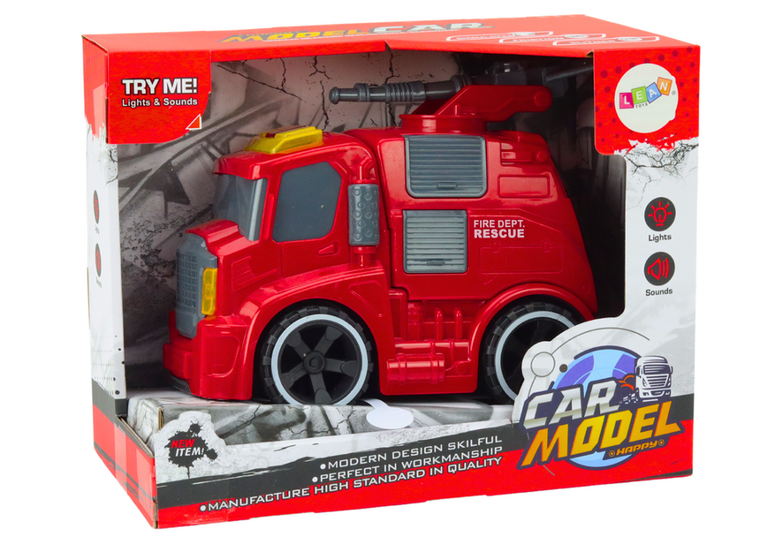 Lean Toys, wóz strażacki, pojazd interaktywny, czerwony