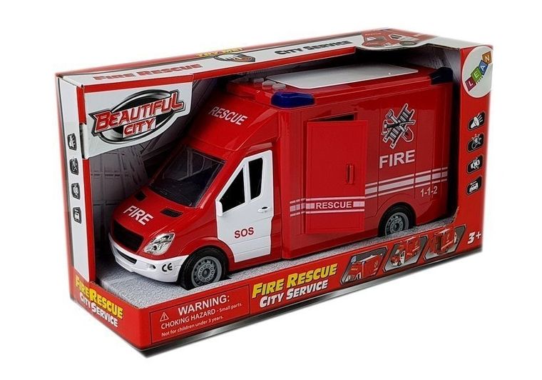 Lean Toys, wóz strażacki, pojazd interaktywny z napędem frykcyjnym