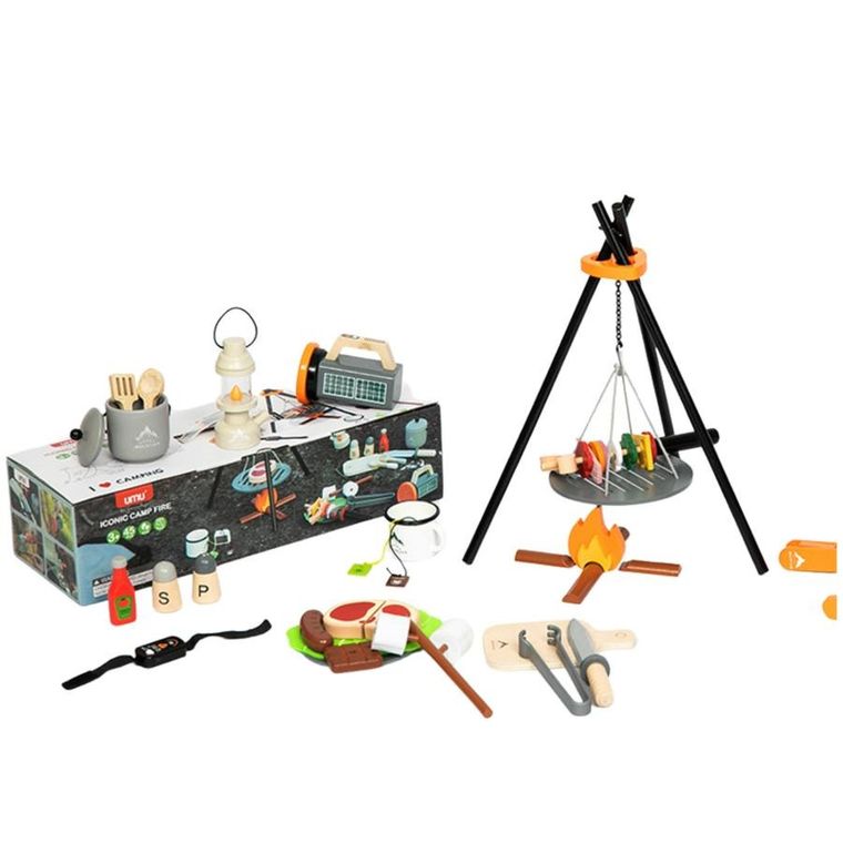 Lean Toys, zestaw do biwakowania drewniany ognisko akcesoria, 45 el