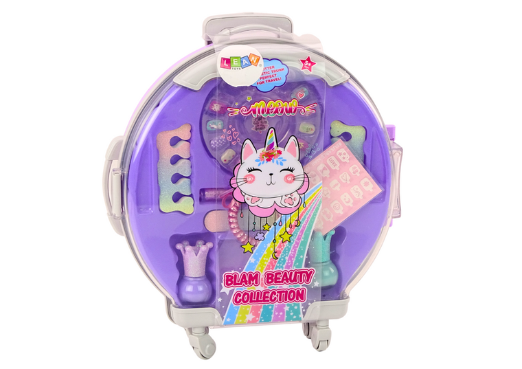 Lean Toys, zestaw do manicure w walizce, fioletowy, 9 elementów