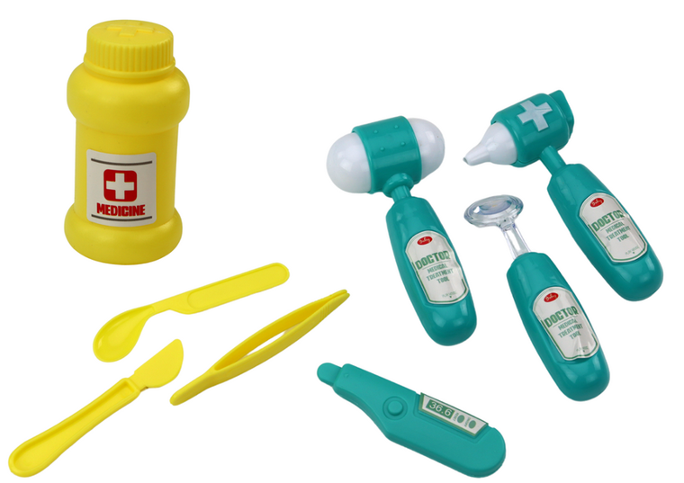 Lean Toys, zestaw lekarski w torebce, turkusowy