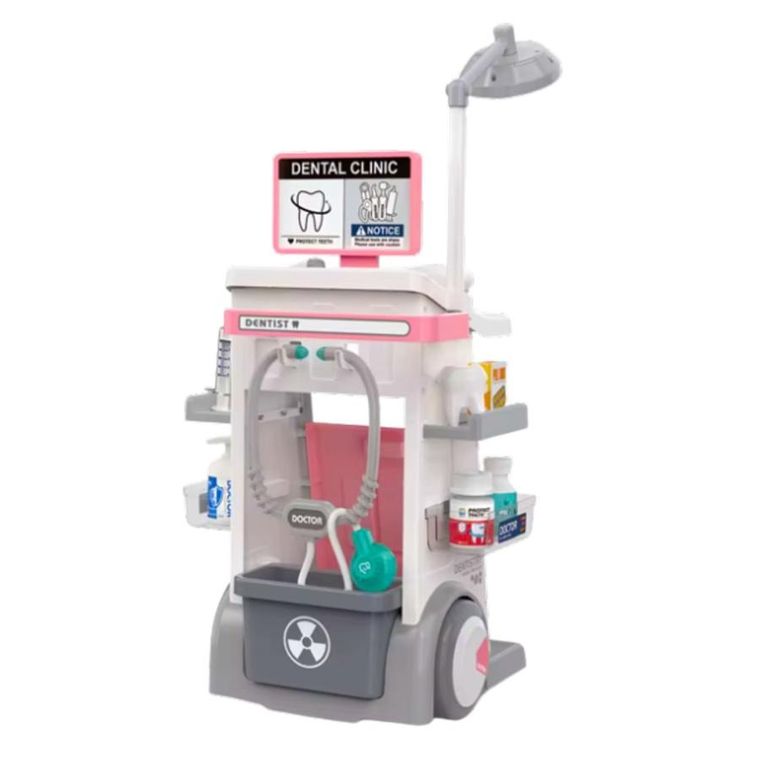 Lean Toys, zestaw lekarza dentysty z akcesoriami, interaktywny, różowy, 26 elementów