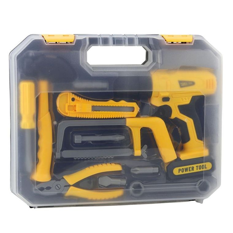 Lean Toys, zestaw majsterkowicza z wiertarką i narzędziami, interaktywny, 12 elementów