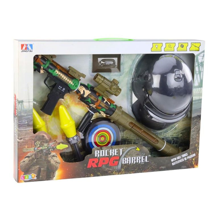 Lean Toys, zestaw wojskowy militarny, bazooka, RPG, hełm i tarcza