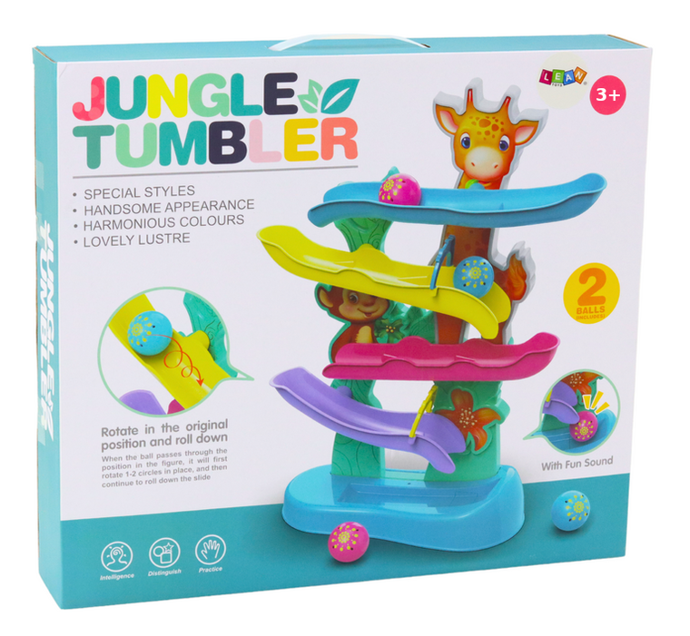 Lean Toys, zjeżdżalnia dla kulek, żyrafa, małpka