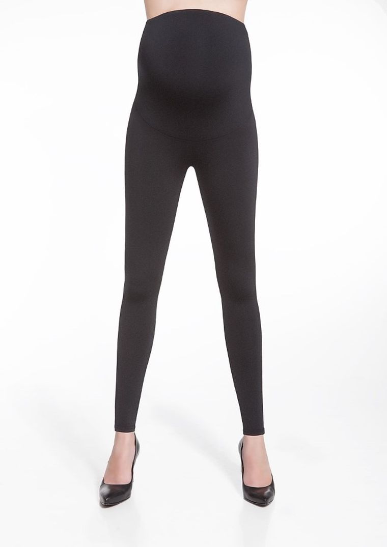 Legginsy damskie, ciążowe, ocieplane, czarne, Anabel, Bas Black