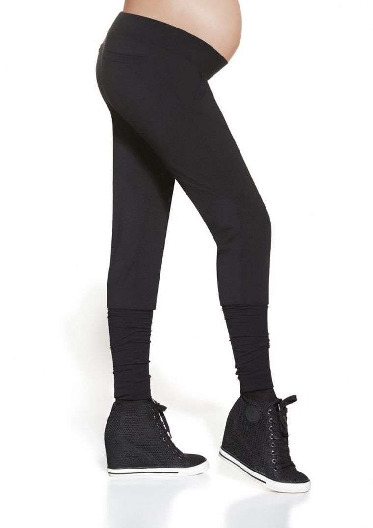 Legginsy damskie, ciążowe, ocieplane, czarne, Veronica, Bas Black