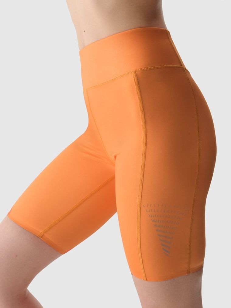 Legginsy damskie, kolarki, pomarańczowe, 4F