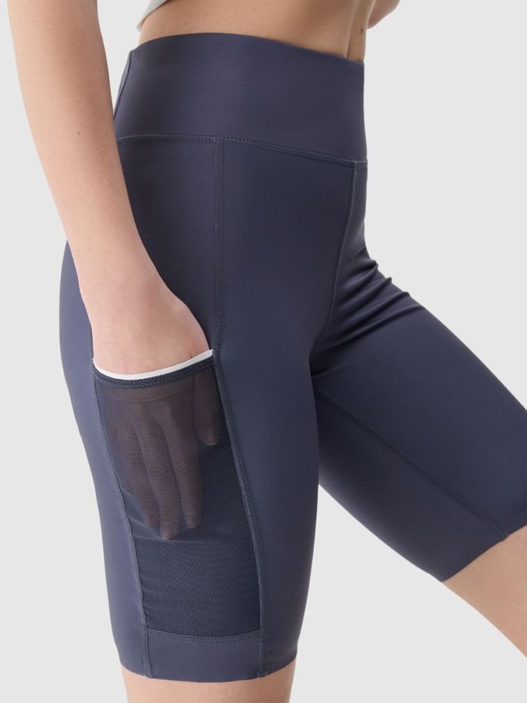 Legginsy damskie, kolarki, szare, 4F