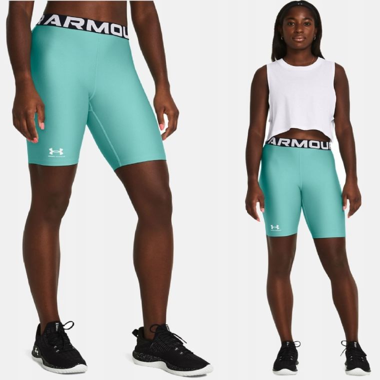 Legginsy damskie, kolarki, turkusowe, Under Armour