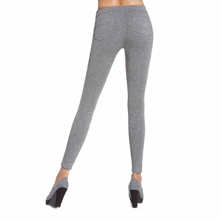 Legginsy damskie, ocieplane, szare, Bas Bleu